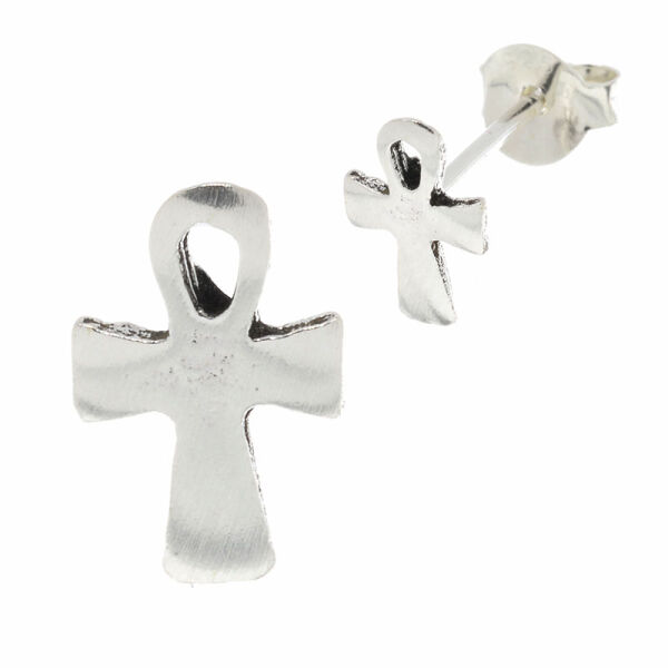 925 Sterling Silver Ear Studs - Ankh