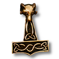 Bronzeanhänger Thors Hammer mit Wolfskopf
