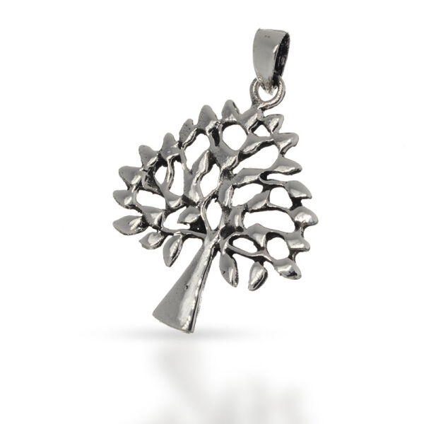 Lebensbaum-Anhänger mit spitzen Blättern aus 925er Silber