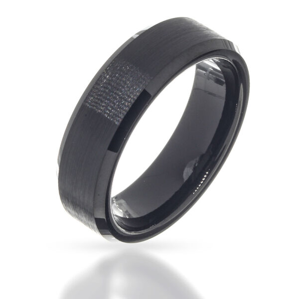 Wolframring - PVD Schwarz mattiert 8 mm-61 DE / 9,5 US