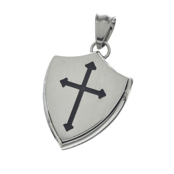 Edelstahlanhänger - Wappen mit Kreuz