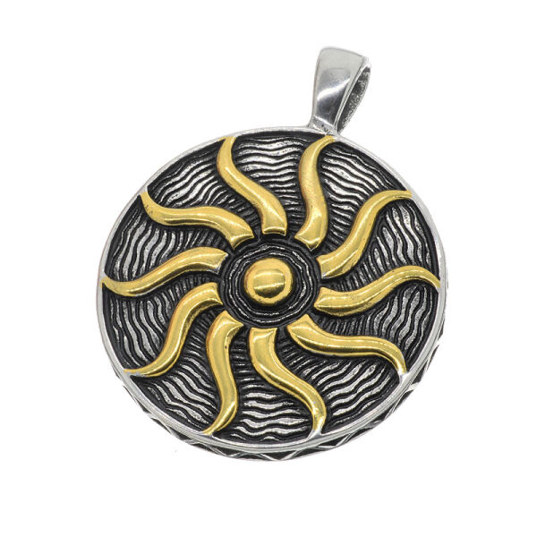 Stainless steel pendant - Sun Bi-Color