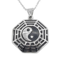 Yin & Yang / Acht Trigramme Stahl-verziert-37 mm