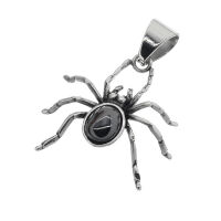 Edelstahanhänger - Spinne mit Stein