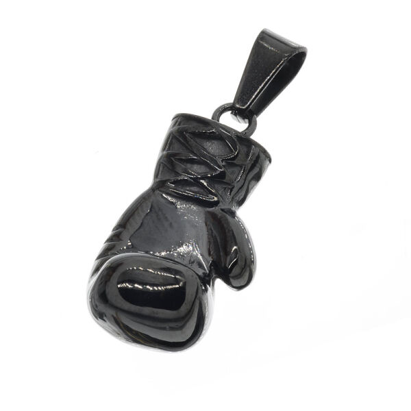 Stainless steel pendant - boxing glove PVD- Black-27mm-straight