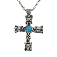 Edelstahlanhänger - Kreuz mit Türkis
