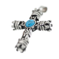 Edelstahlanhänger - Kreuz mit Türkis