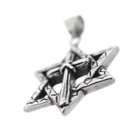 Edelstahlanhänger - Davidsterrn mit Kreuz