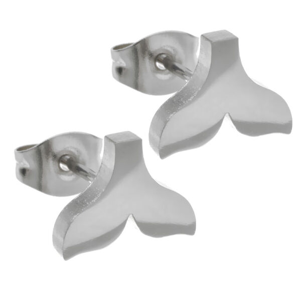 Stainless steel stud earrings - whale fin