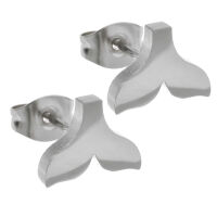 Stainless steel stud earrings - whale fin