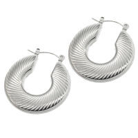 Stainless steel hoop earring - Hoop earring with ridges