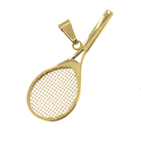 Stainless steel pendant - tennis racket PVD-Gold