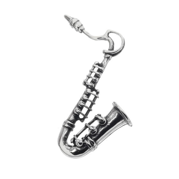 Stainless steel pendant - saxophone with mouthpiece steel