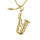 Stainless steel pendant - saxophone with mouthpiece PVD-Gold