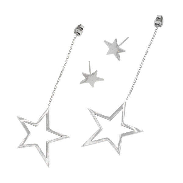 Star Stud Earrings with Chain
