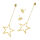 Star Stud Earrings with Chain PVD-Gold
