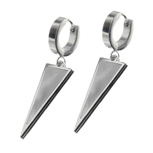 Stainless steel earrings - Creole with triangle mother-of-pearl