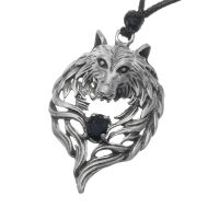 Pewter pendant - Wolve´s Head with Stone