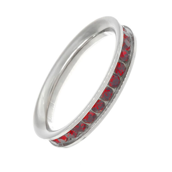 Edelstahlring - Cubik Zirkonia Rot 58 DE / 8 US