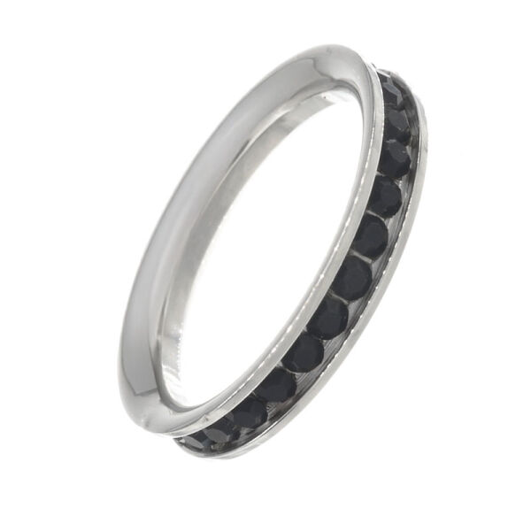 Edelstahlring - Cubik Zirkonia Schwarz 60 DE / 9 US