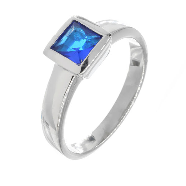 Stainless Steel Ring with Cubic Zirconia  Blue 58 DE / 8 US