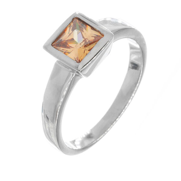Stainless Steel Ring with Cubic Zirconia  Champagner  60 DE / 9 US