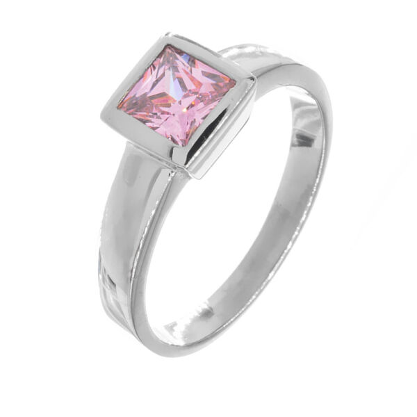 Stainless Steel Ring with Cubic Zirconia  Rosa 58 DE / 8 US