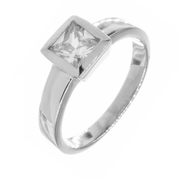 Stainless Steel Ring with Cubic Zirconia  White  52 DE / 6 US