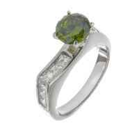 Stainless steel ring - large colored zirconia