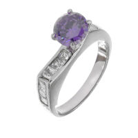 Stainless steel ring - large colored zirconia