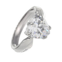 Stainless Steel Ring with Heart-Shaped Cubic Zirconia
