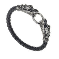 Lederarband mit Drachkenköpfen aus Edelstahl