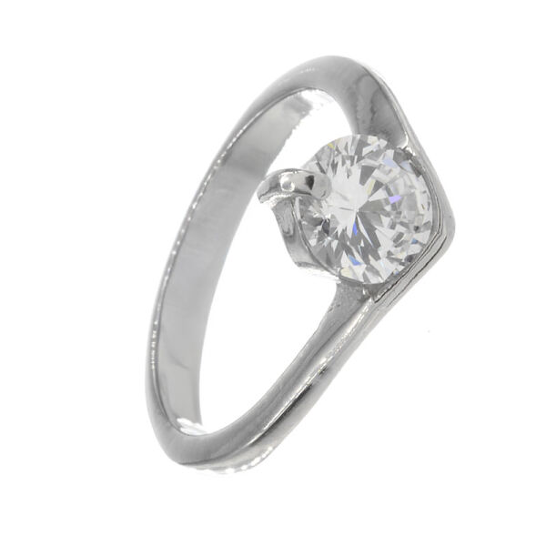 Edelstahlring - Zirkonia oval