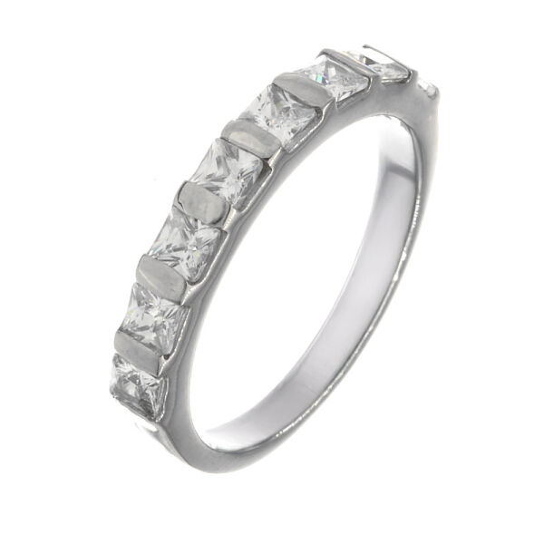 Stainless Steel Ring with Multiple Small Square Cubic Zirconia 60 DE / 9 US