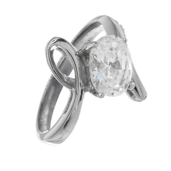 Edelstahlring - Zirkonia Oval mit freien Oval