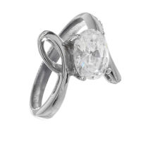Edelstahlring - Zirkonia Oval mit freien Oval