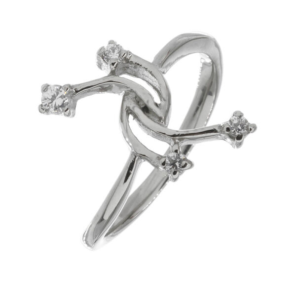 Edelstahlring - Zirkonia vier feine Stränge 55 DE / 7 US