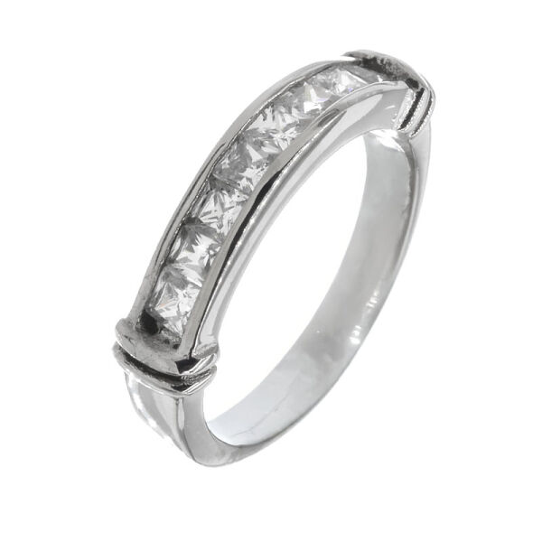 Edelstahlring - Zirkonia  feine Doppellinie 60 DE / 9 US