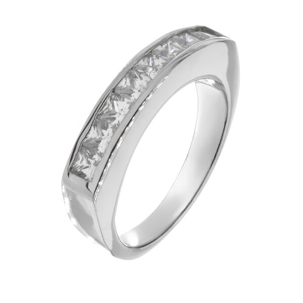 Stainless Steel Ring with Small Angular Cubic Zirconia 49 DE / 5 US