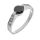 Stainless Steel Ring with Black Cubic Zirconia and Six Side Stones
