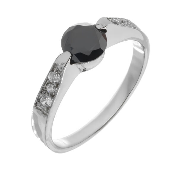 Edelstahlring - Schwarzer Zirkonia 55 DE / 7 US