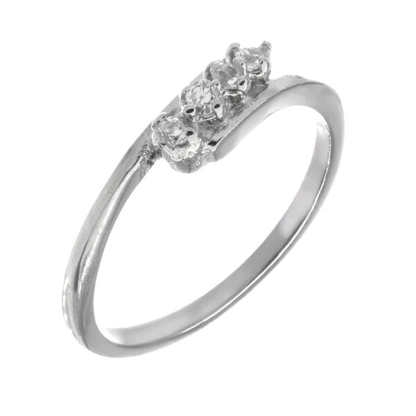 Edelstahlring - Zirkonia mit 4 feinen Steinen 60 DE / 9 US
