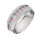 Edelstahlring- Zirkonia  55 DE / 7 US-Weiß/ Rosa