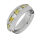 Edelstahlring- Zirkonia  50 DE / 5 US-Weiß / Gelb