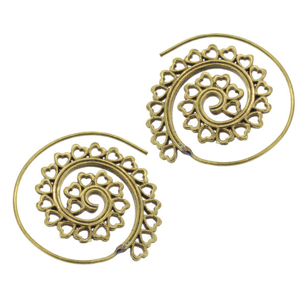 Bronze earrings - heart spiral