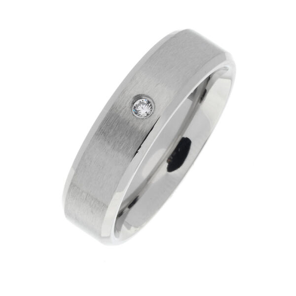 Edelstahlring - 6mm - matt - mit Stein - DE 66 / US 11.5