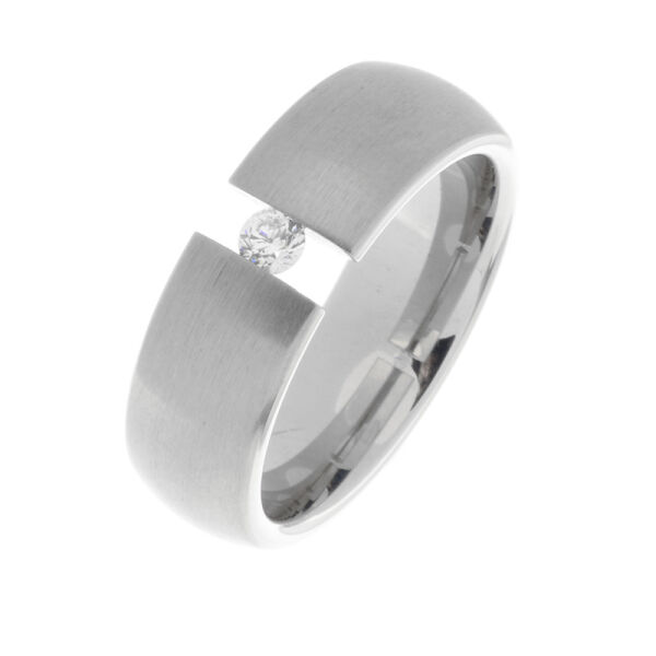 Edelstahlring - Spannring mit Zirkonia 7mm 50 DE / 5 US