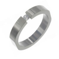 Spannring - mit Zirkonia / abgeflacht