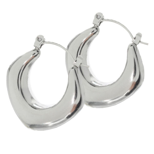 Stainless steel hoop earring - Hoop earring with ridges