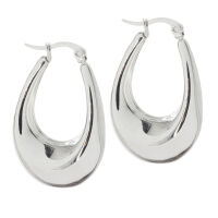 Stainless steel hoop earring - drop shape